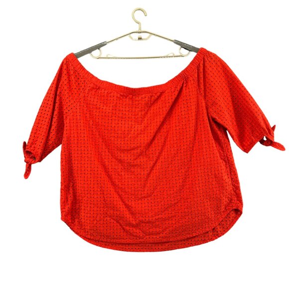 Jessica London Perforated Top Womens Orange Perforated Cotton SS Size 28W - Picture 4 of 11